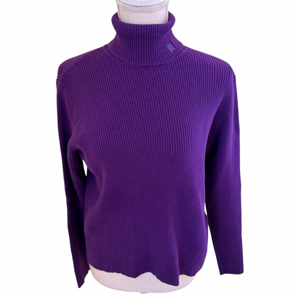 Lauren Ralph Lauren Purple Ribbed Knit Turtleneck Sweater PL